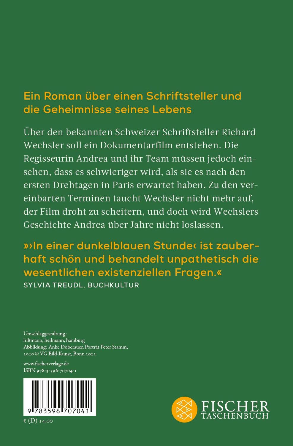 Rückseite: 9783596707041 | In einer dunkelblauen Stunde | Roman | Peter Stamm | Taschenbuch