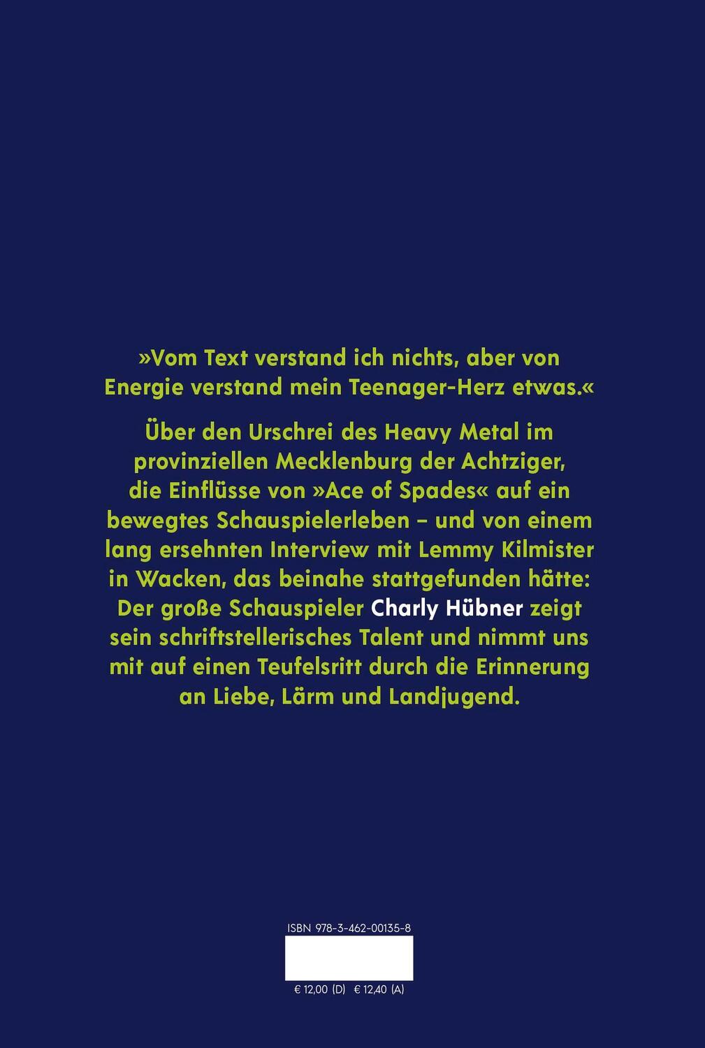 Rückseite: 9783462001358 | Charly Hübner über Motörhead oder Warum ich James Last dankbar sein...