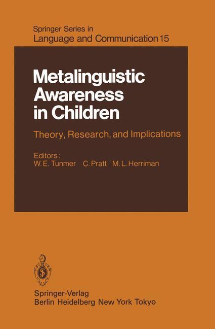 Cover: 9783642691157 | Metalinguistic Awareness in Children | J. Bowey (u. a.) | Taschenbuch