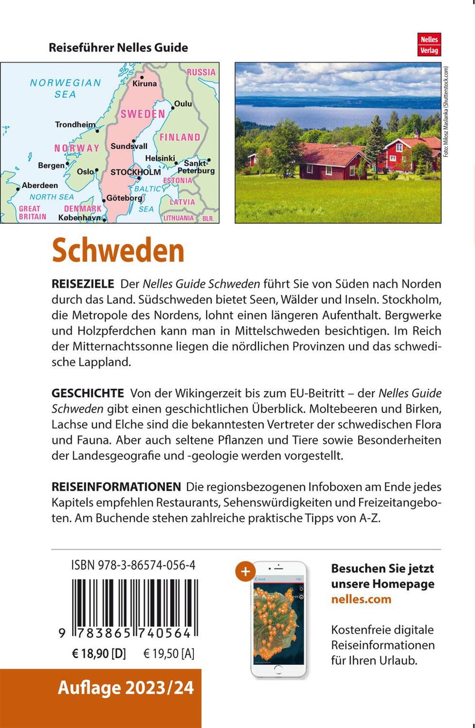 Rückseite: 9783865740564 | Nelles Guide Reiseführer Schweden | Nelles Verlag | Taschenbuch | 2023