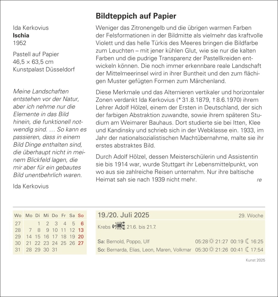 Bild: 9783840033322 | Kunst Tagesabreißkalender 2025 - Kulturkalender - Künstler, Werke,...