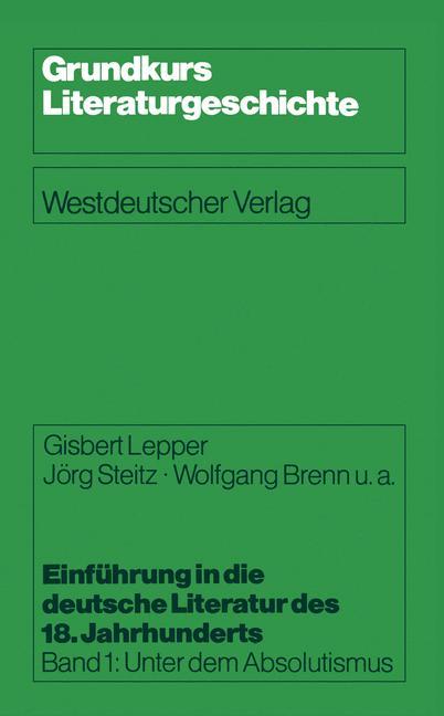 Cover: 9783531115290 | Einführung in die deutsche Literatur des 18. Jahrhunderts | Buch