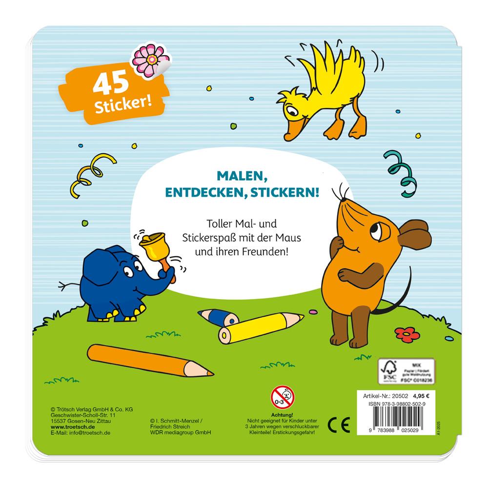 Rückseite: 9783988025029 | Trötsch Die Maus Stickermalbuch Malbuch mit Stickern | KG | Buch