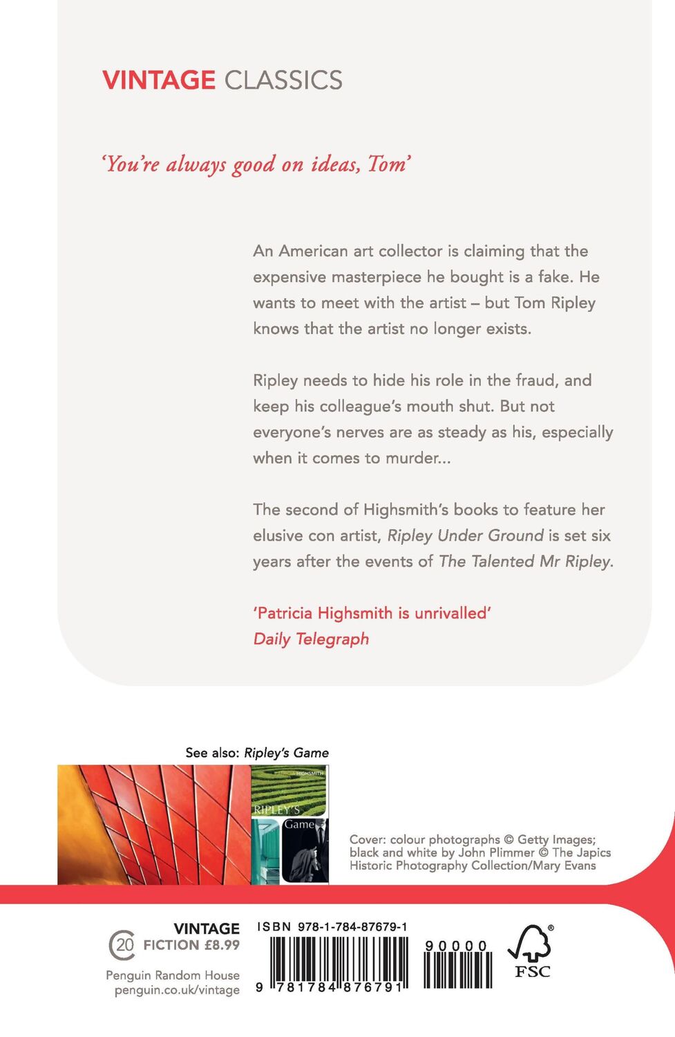 Rückseite: 9781784876791 | Ripley Under Ground | Patricia Highsmith | Taschenbuch | Englisch