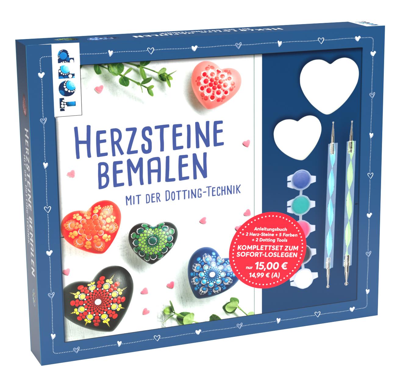 Cover: 9783735890474 | Kreativ-Set Herz-Steine bemalen mit der Dotting-Technik | Condamin