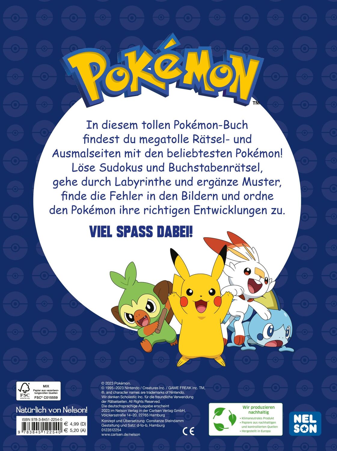 Rückseite: 9783845122540 | Pokémon Activity-Buch: Mein großes Rätselbuch | Taschenbuch | Pokémon