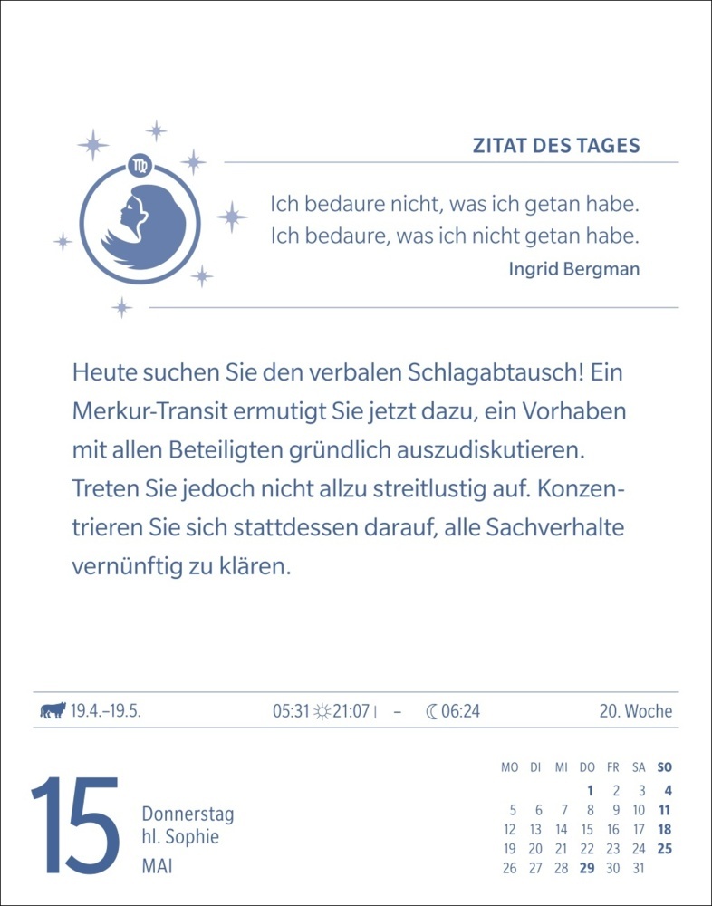 Bild: 9783840033728 | Jungfrau Sternzeichenkalender 2025 - Tagesabreißkalender - Ihr...