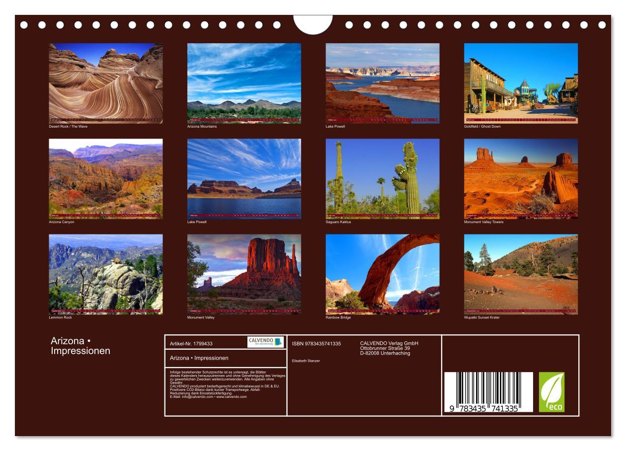 Bild: 9783435741335 | Arizona ¿ Impressionen (Wandkalender 2025 DIN A4 quer), CALVENDO...