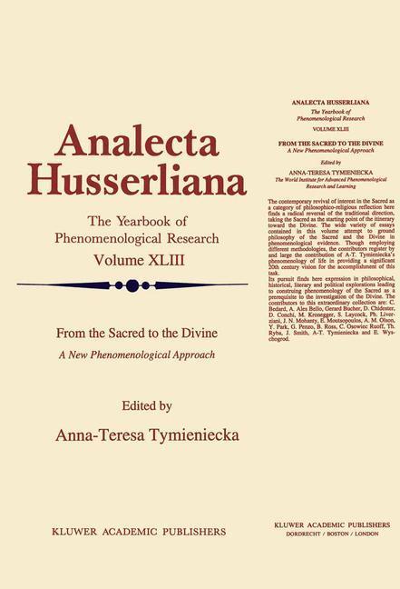 Cover: 9780792326908 | From the Sacred to the Divine | A New Phenomenological Approach | Buch