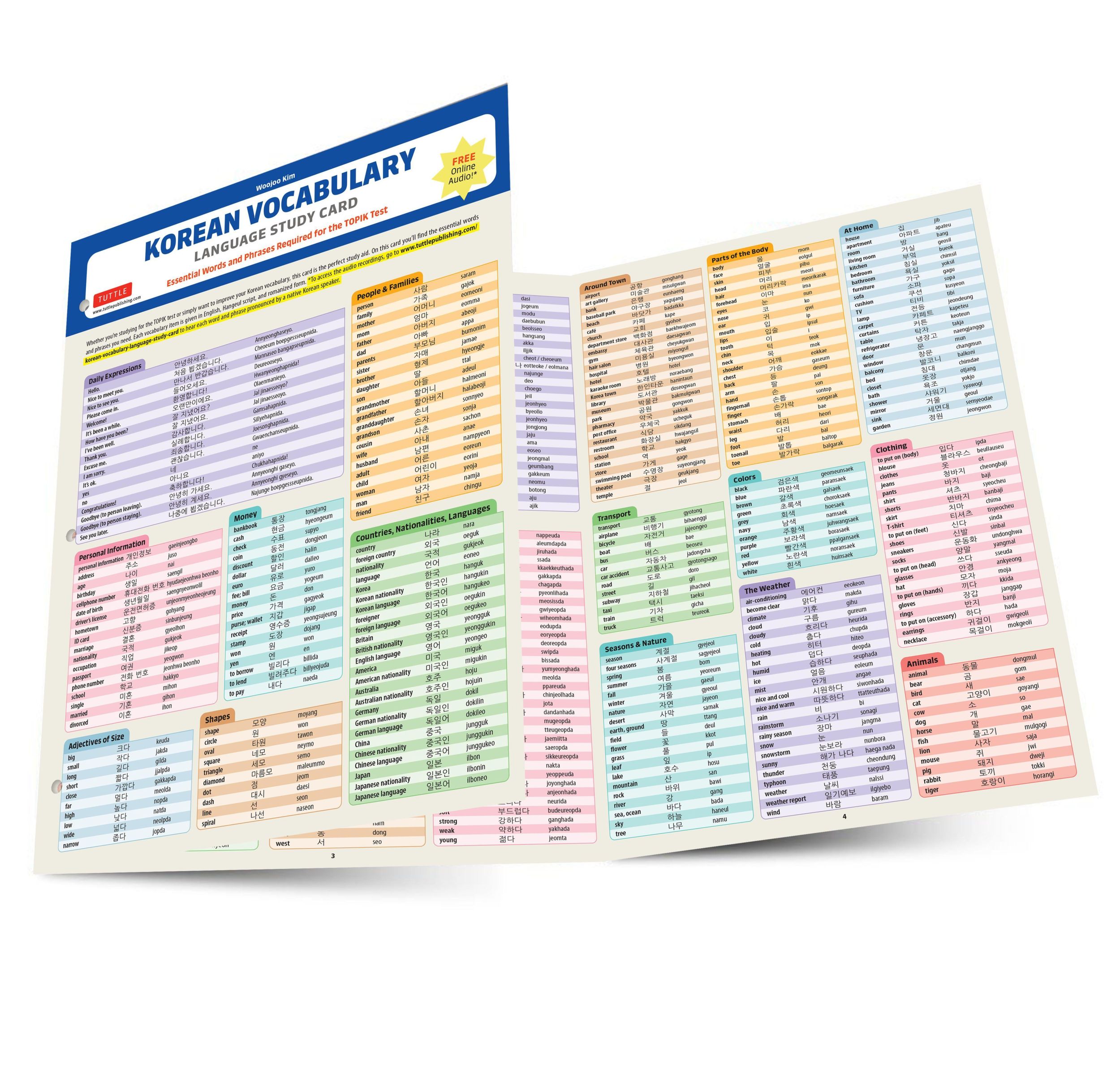 Cover: 9780804853279 | Korean Vocabulary Language Study Card | Woojoo Kim | Poster | Englisch