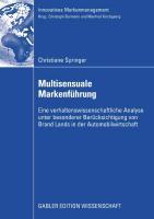 Cover: 9783834909008 | Multisensuale Markenführung | Christiane Springer | Taschenbuch | xxi