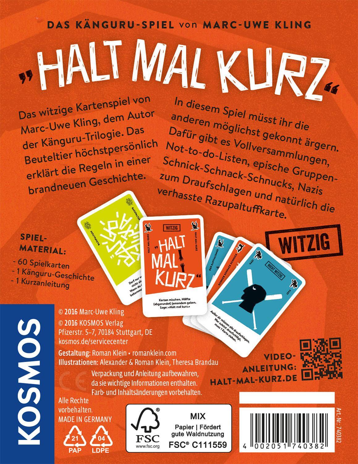 Bild: 4002051740382 | Halt mal kurz | Kartenspiel für 3 - 5 Spieler ab 8 Jahren | Kling