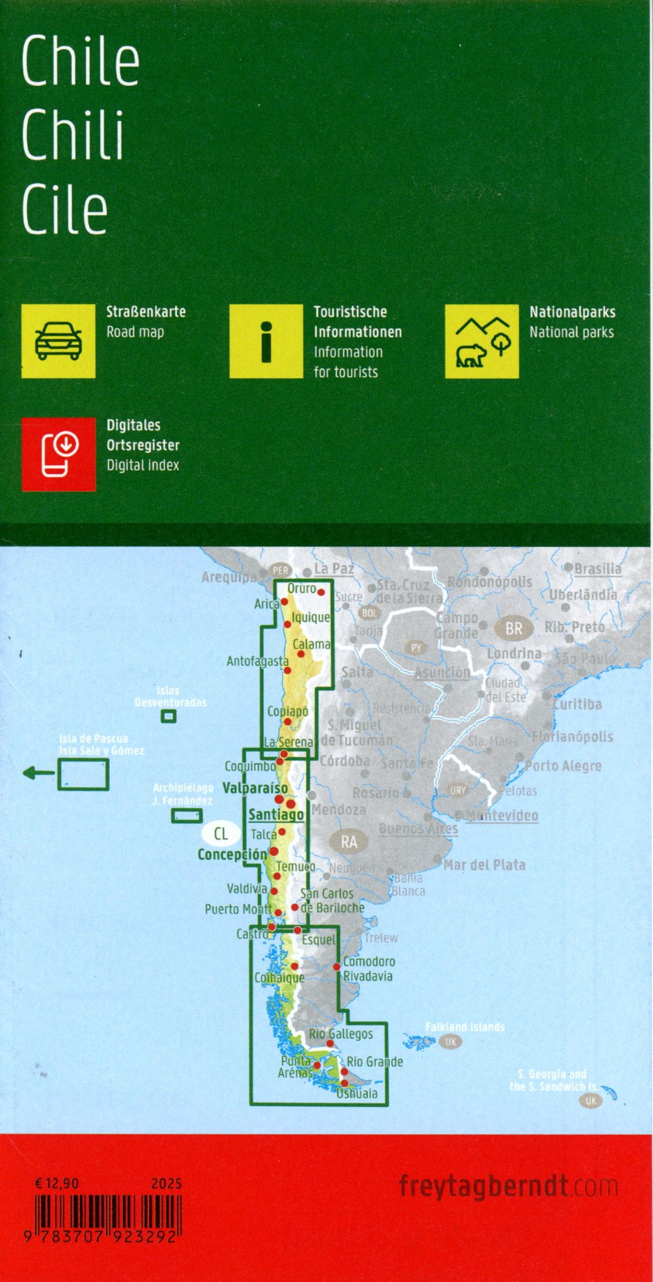 Bild: 9783707923292 | Chile, Straßenkarte 1:1.200.000, freytag &amp; berndt | Freytag &amp; Berndt