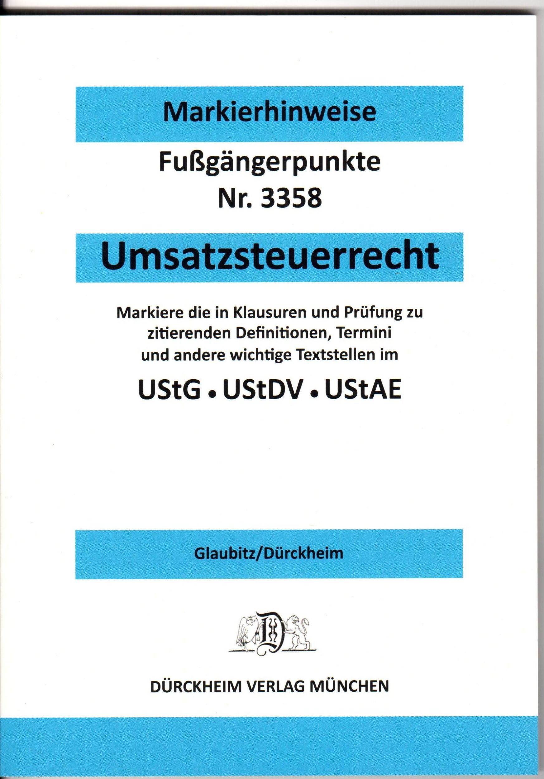 Cover: 9783864533358 | UMSATZSTEUERRECHT Dürckheim-Markierhinweise/Fußgängerpunkte für das...