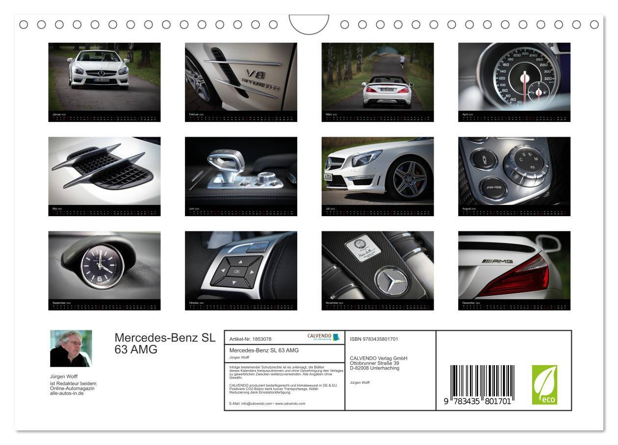 Bild: 9783435801701 | Mercedes-Benz SL 63 AMG (Wandkalender 2025 DIN A4 quer), CALVENDO...