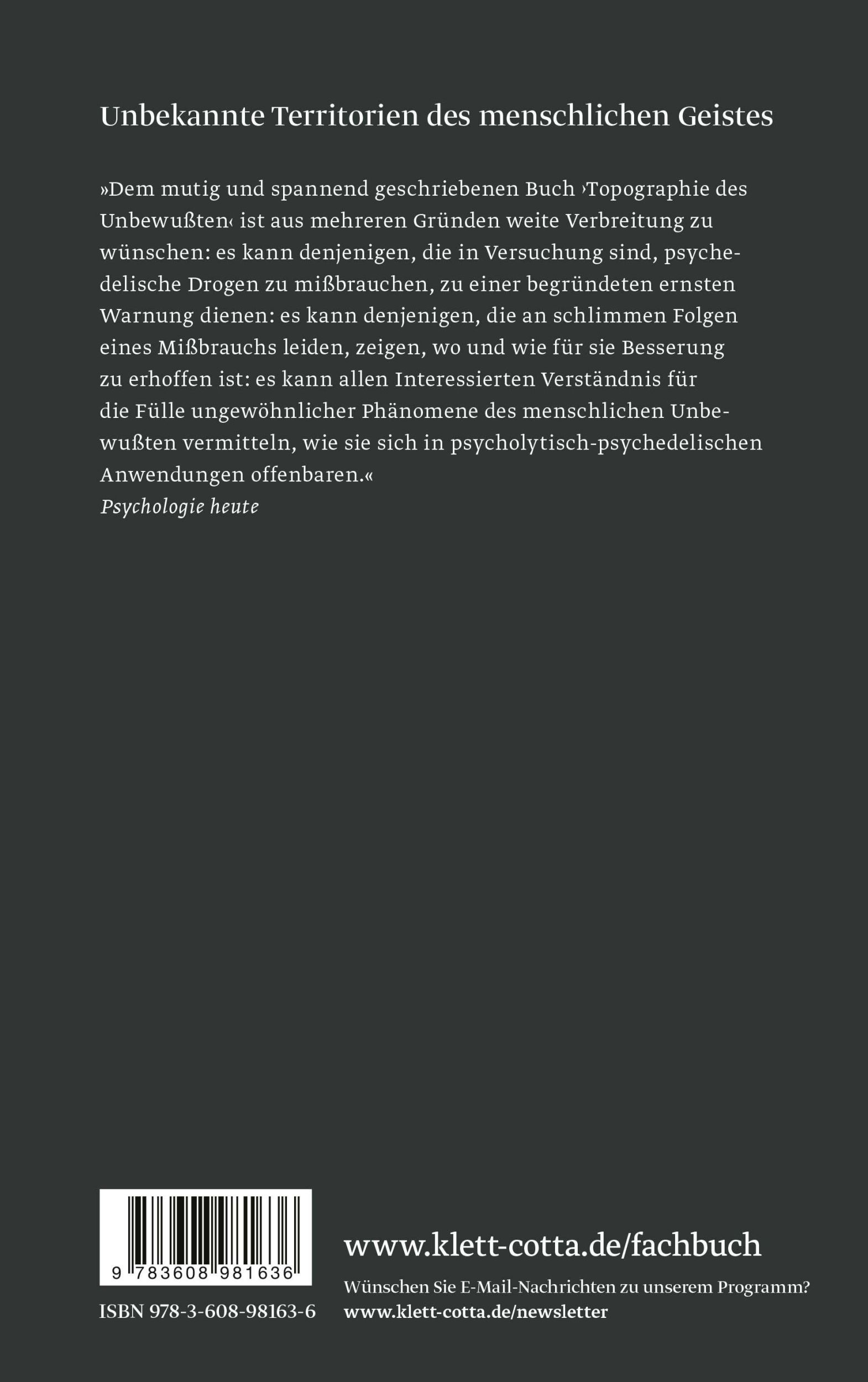 Rückseite: 9783608981636 | Topographie des Unbewussten | Stanislav Grof | Taschenbuch | 272 S.