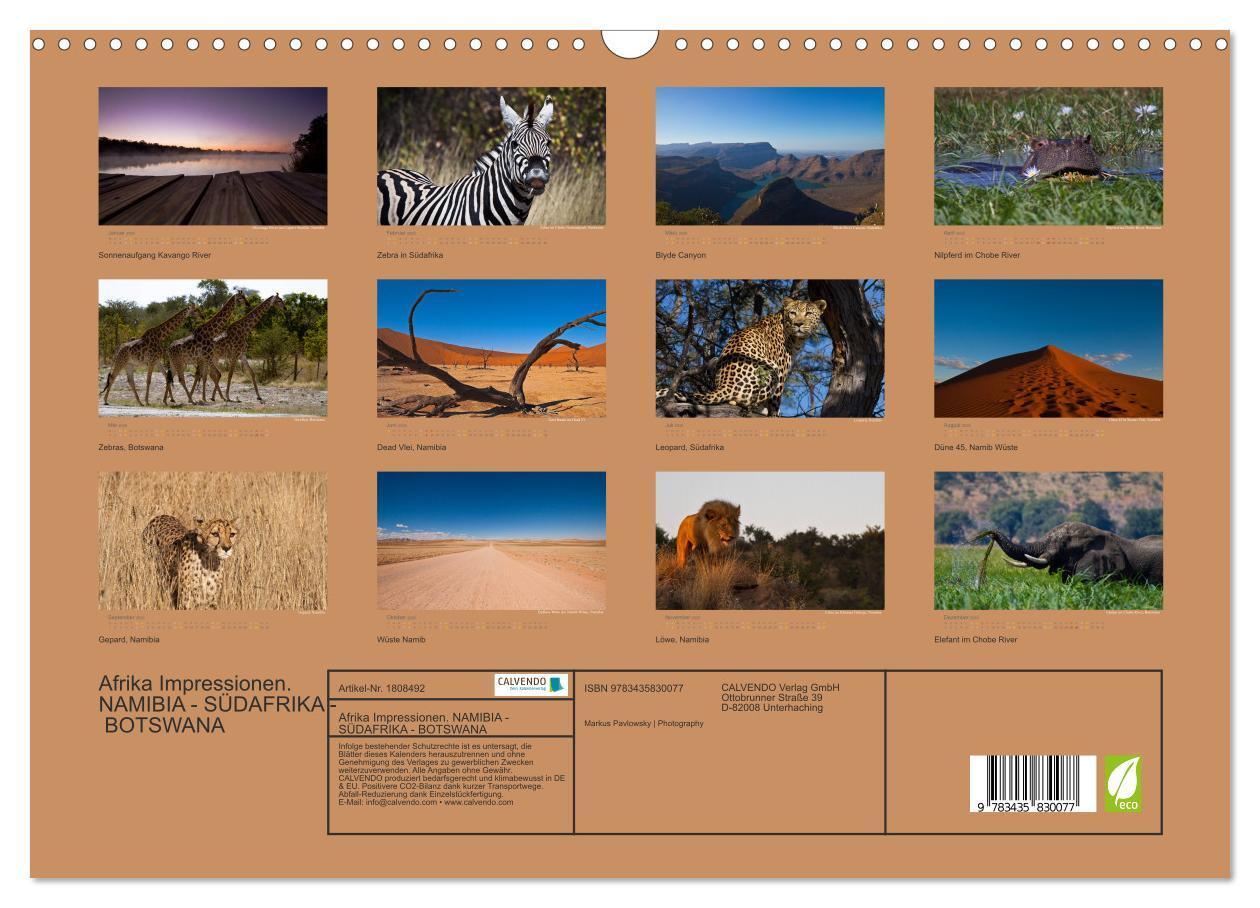 Bild: 9783435830077 | Afrika Impressionen. NAMIBIA - SÜDAFRIKA - BOTSWANA (Wandkalender...