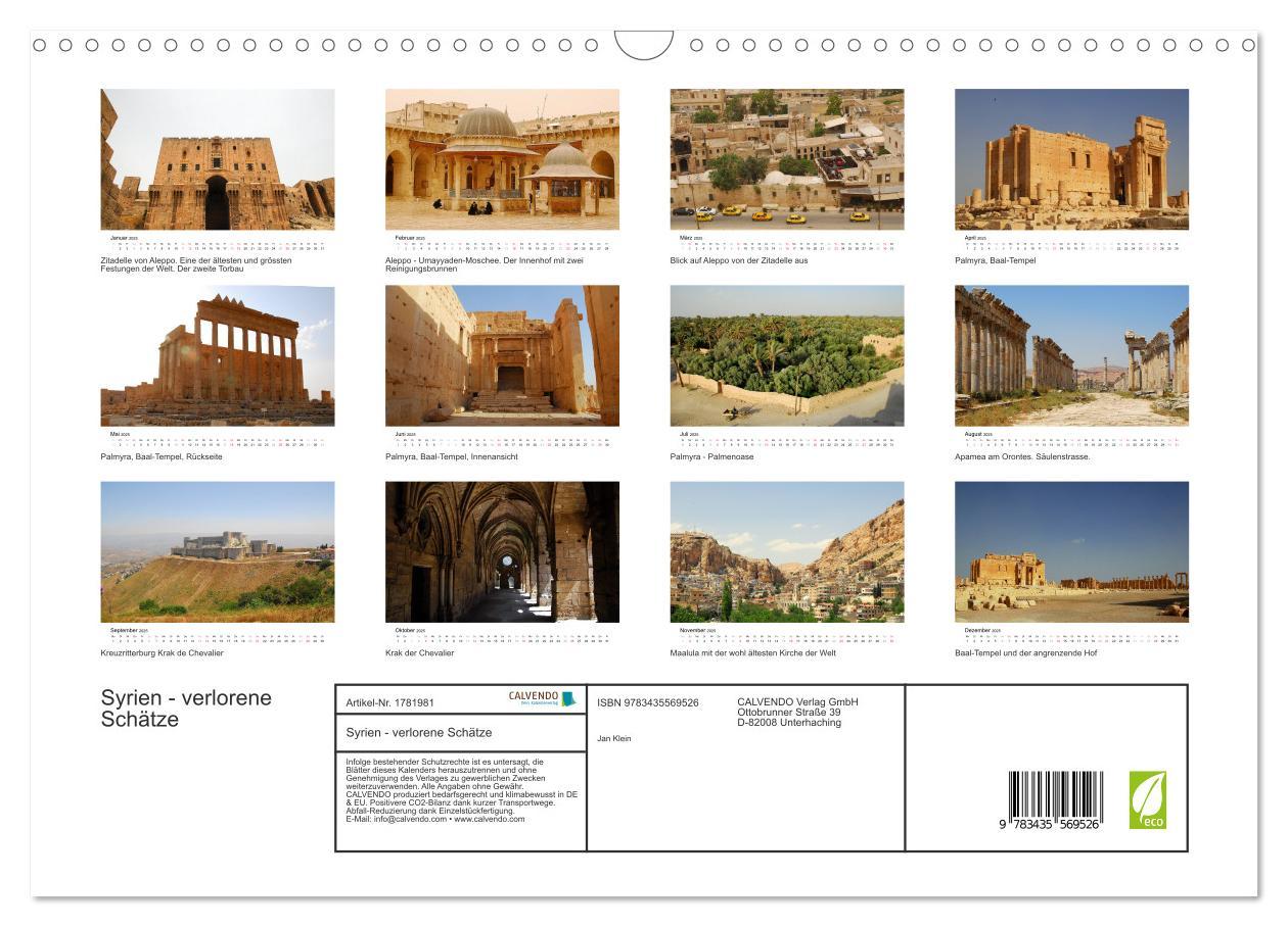 Bild: 9783435569526 | Syrien - verlorene Schätze (Wandkalender 2025 DIN A3 quer),...