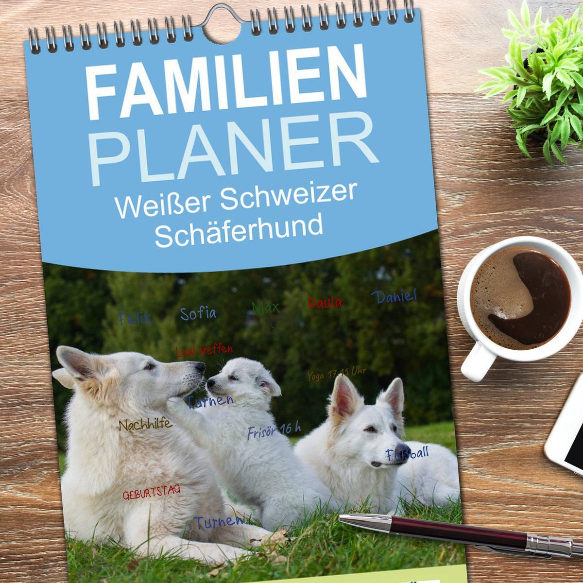 Bild: 9783457110416 | Familienplaner 2025 - Weißer Schweizer Schäferhund - Ein Tag im...