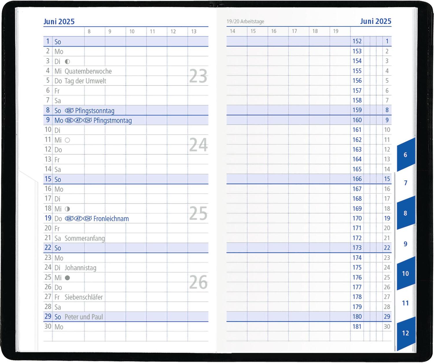 Bild: 4006928025640 | Taschenplaner schwarz 2025 - Bürokalender 9,5x16 cm - 32 Seiten -...