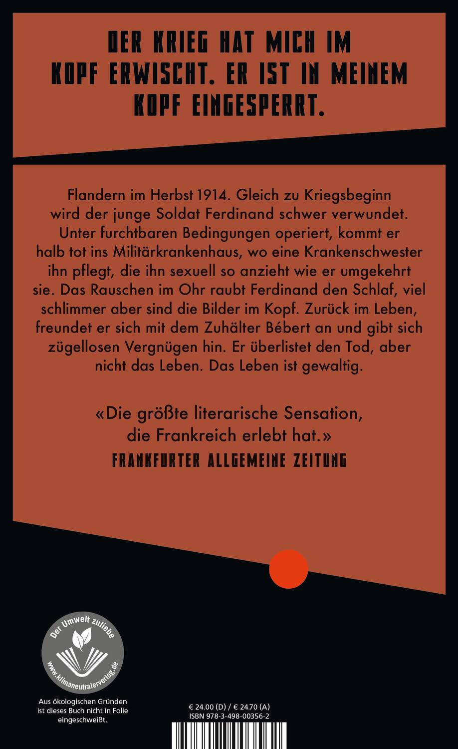 Rückseite: 9783498003562 | Krieg | Roman Die spektakuläre literarische Entdeckung aus Frankreich