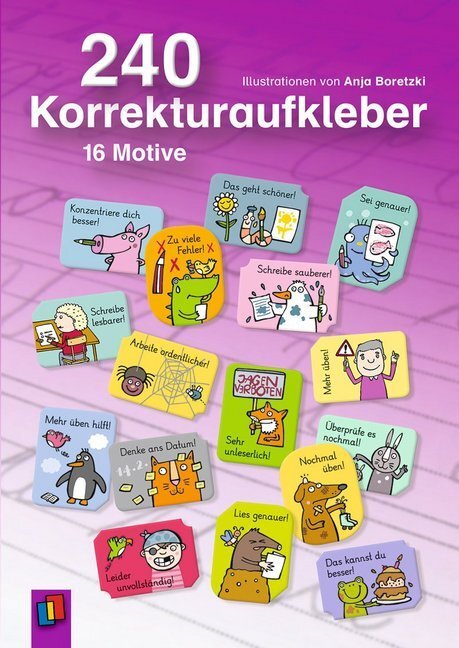 Cover: 4260217050809 | 240 Korrekturaufkleber | 16 Motive. Stickerbuch | Anja Boretzki | 2020