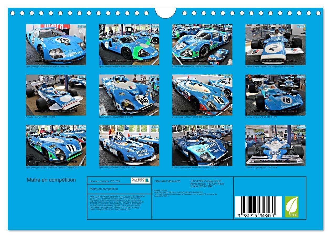 Bild: 9781325943470 | Matra en compétition (Calendrier mural 2025 DIN A4 vertical),...