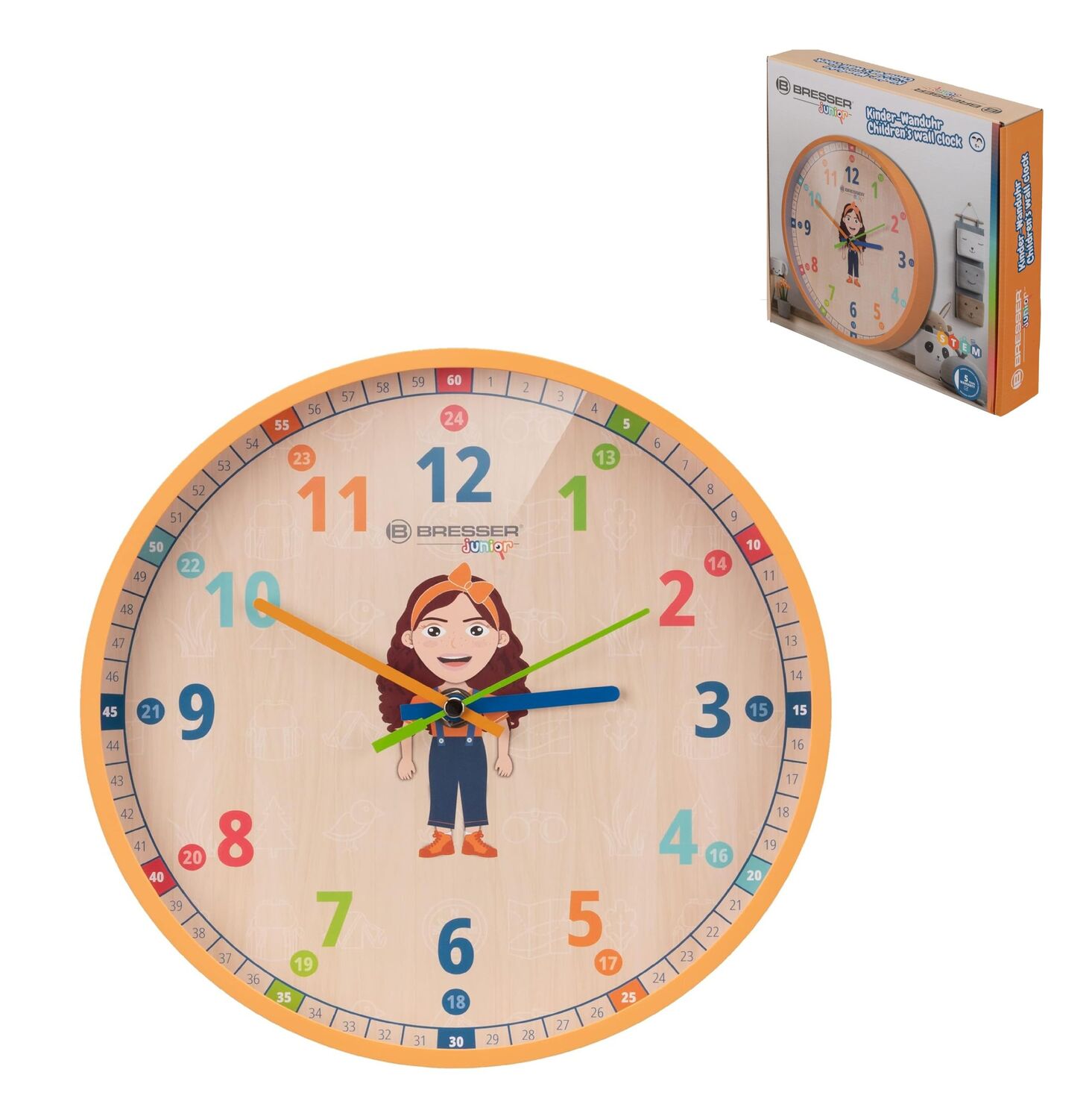 Cover: 4007922075136 | Bresser Junior 8880810GCK - Kinder-Wanduhr Flora, analog, lautlos,...