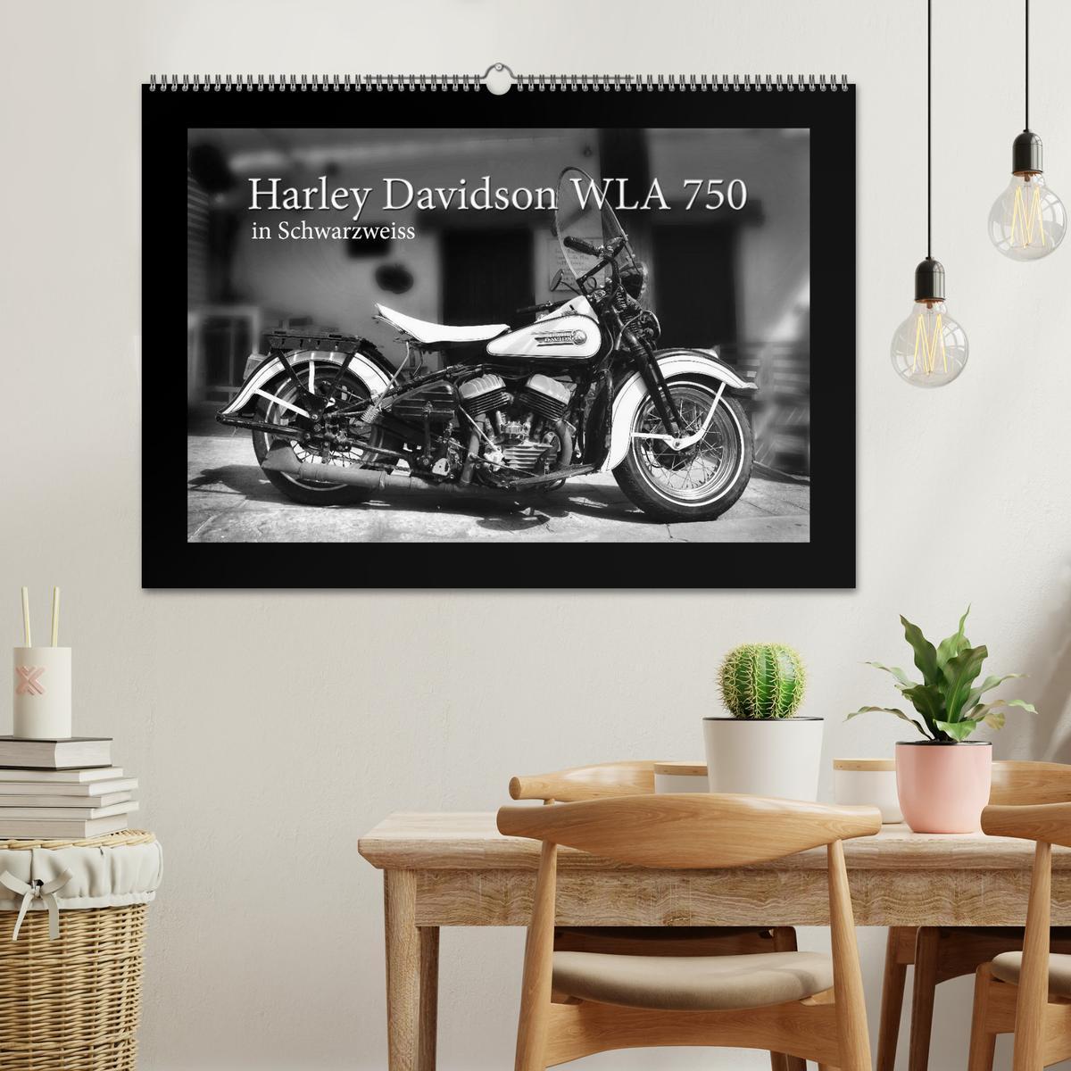 Bild: 9783435392971 | Harley Davidson WLA 750 in Schwarzweiss (Wandkalender 2025 DIN A2...