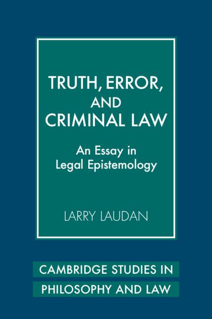 Cover: 9780521730358 | Truth, Error, and Criminal Law | An Essay in Legal Epistemology | Buch