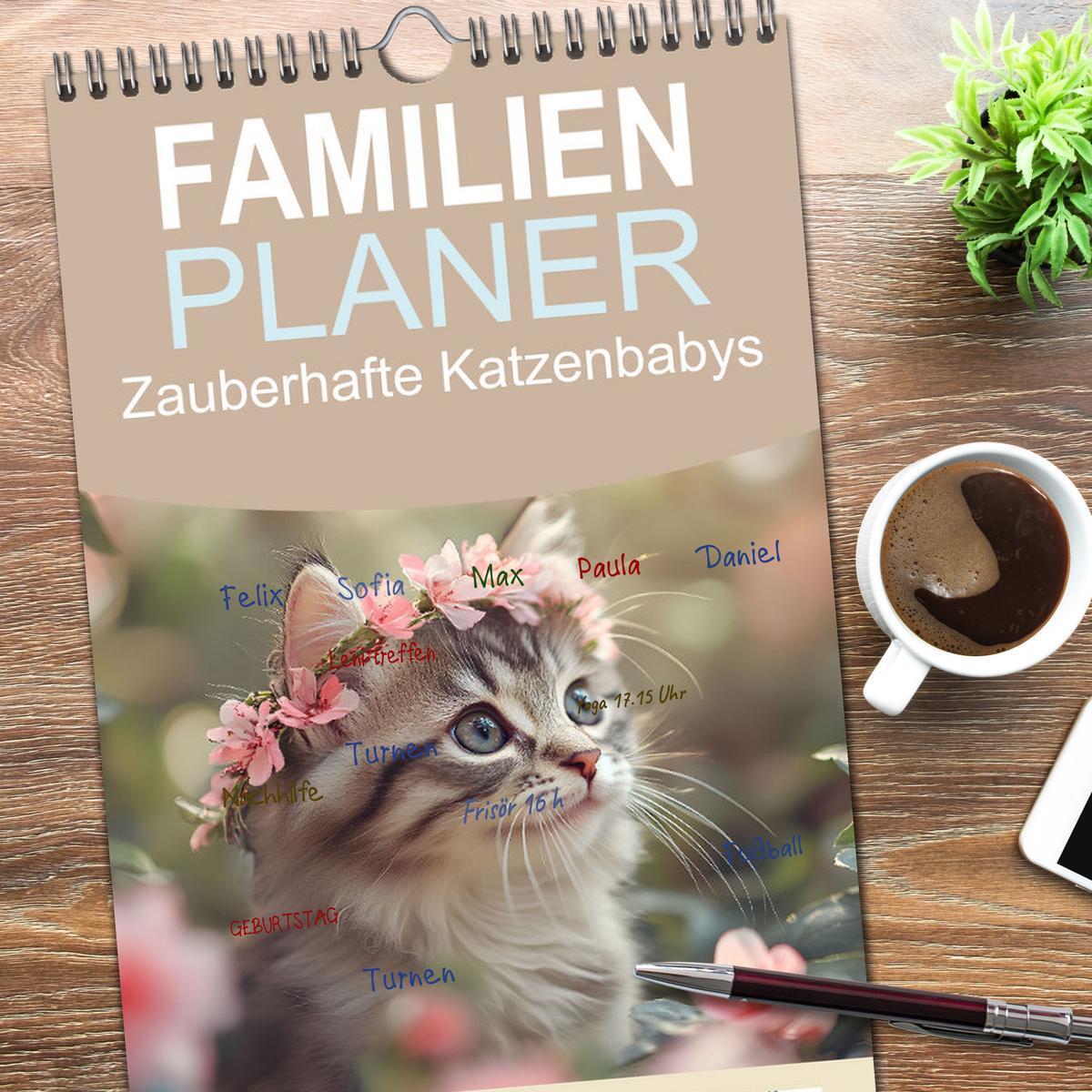 Bild: 9783457222836 | Familienplaner 2025 - Zauberhafte Katzenbabys mit 5 Spalten...