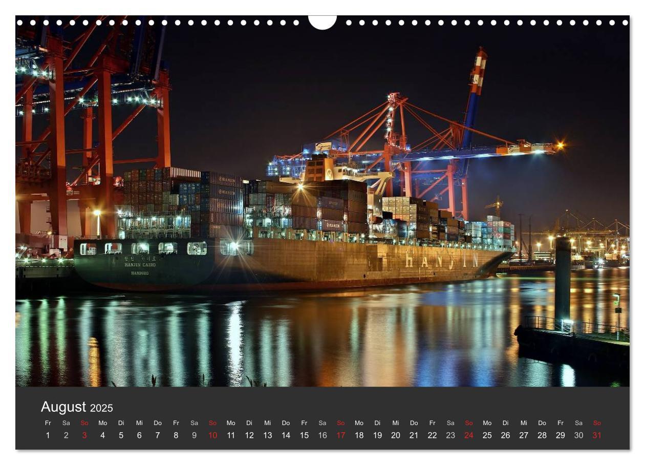 Bild: 9783435762460 | Hamburger Hafen bei Nacht (Wandkalender 2025 DIN A3 quer), CALVENDO...