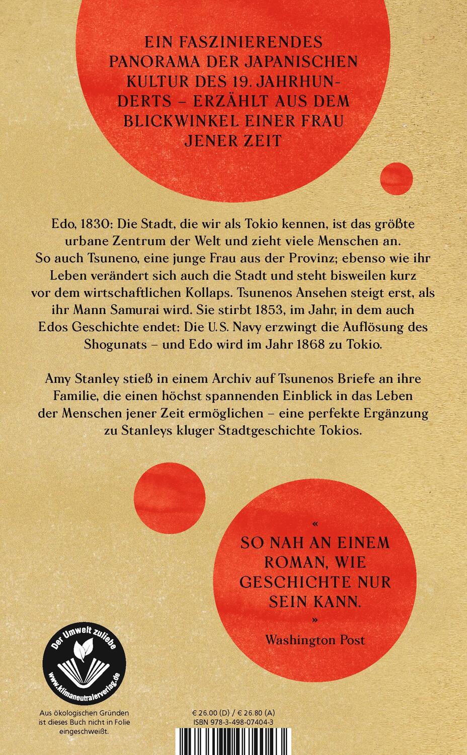 Rückseite: 9783498074043 | Tsunenos Reise | Eine moderne Frau im Japan des 19. Jahrhunderts