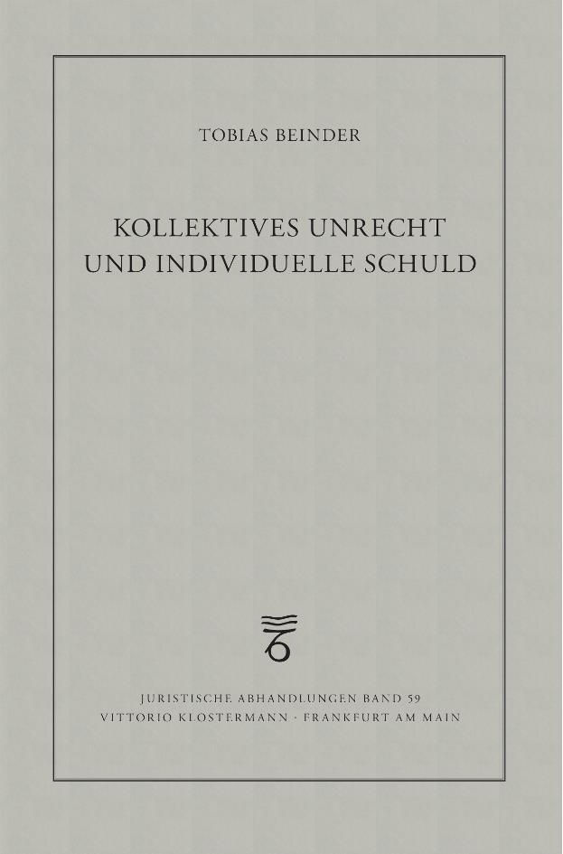 Cover: 9783465046363 | Kollektives Unrecht und individuelle Schuld | Tobias Beinder | Buch