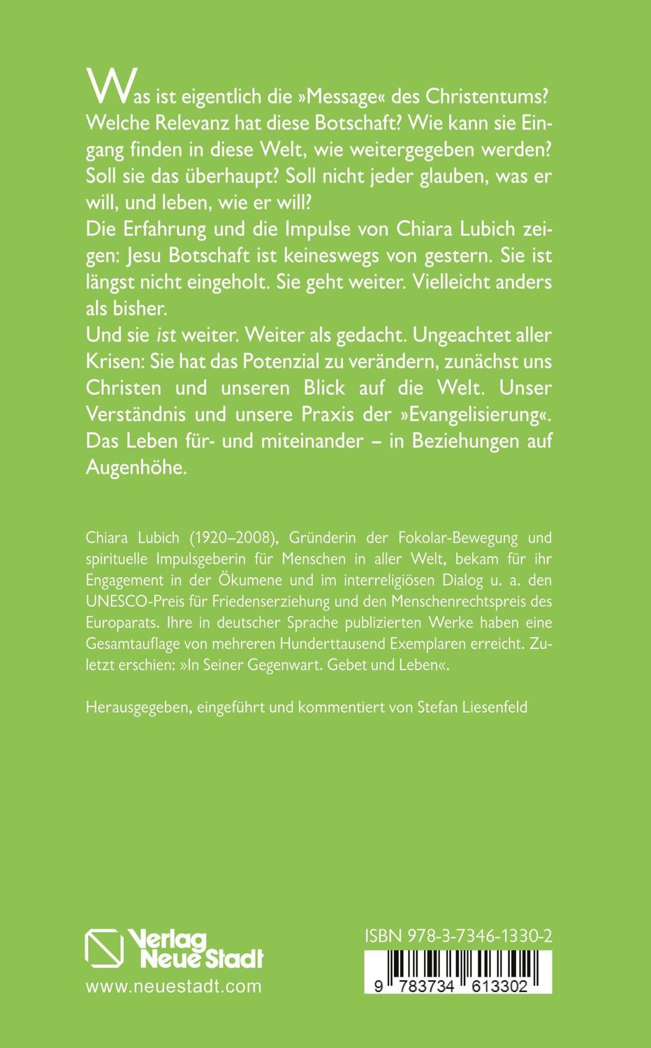 Rückseite: 9783734613302 | Weiter als gedacht | Von der Kraft der Frohen Botschaft | Lubich