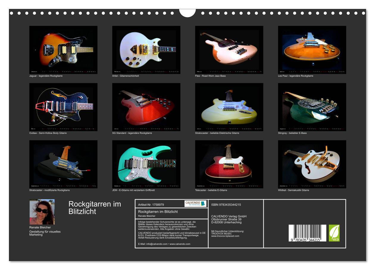 Bild: 9783435344215 | Rockgitarren im Blitzlicht (Wandkalender 2025 DIN A3 quer),...