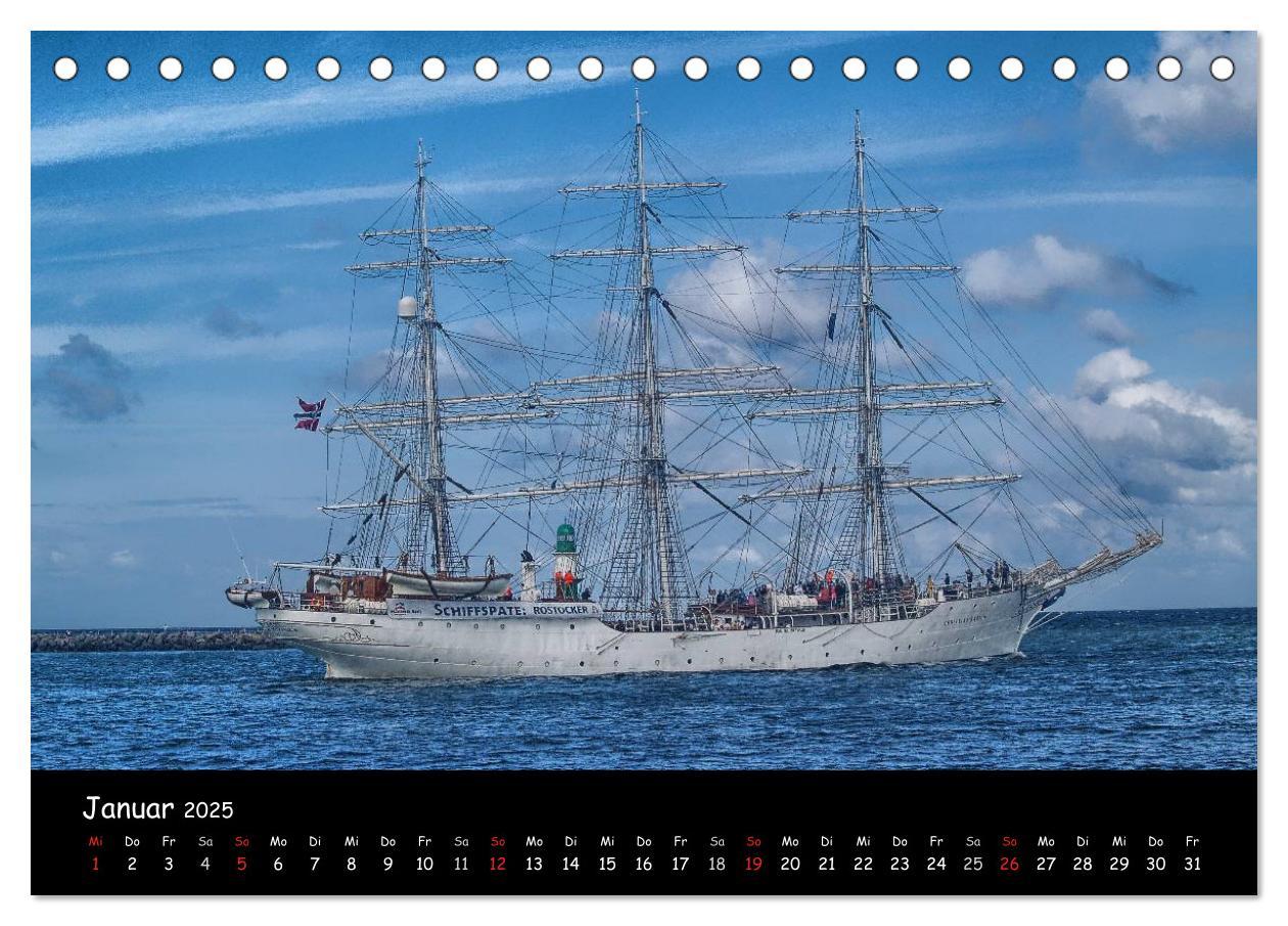 Bild: 9783435764266 | Windjammer vor Warnemünde (Tischkalender 2025 DIN A5 quer),...