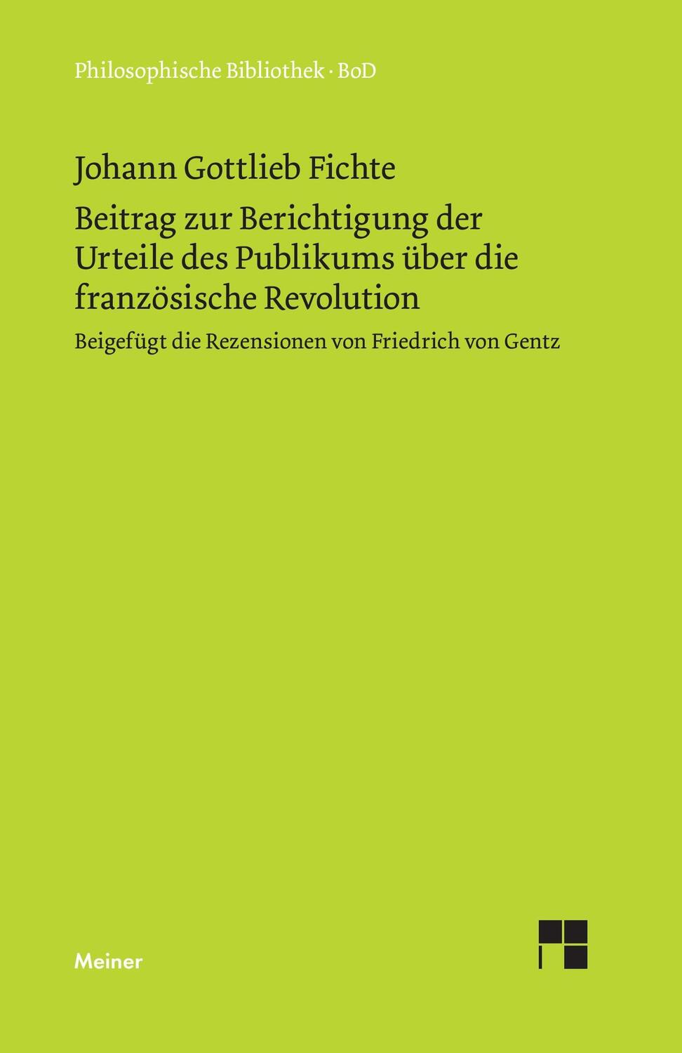 Cover: 9783787302895 | Beitrag zur Berichtigung der Urteile des Publikums über die...