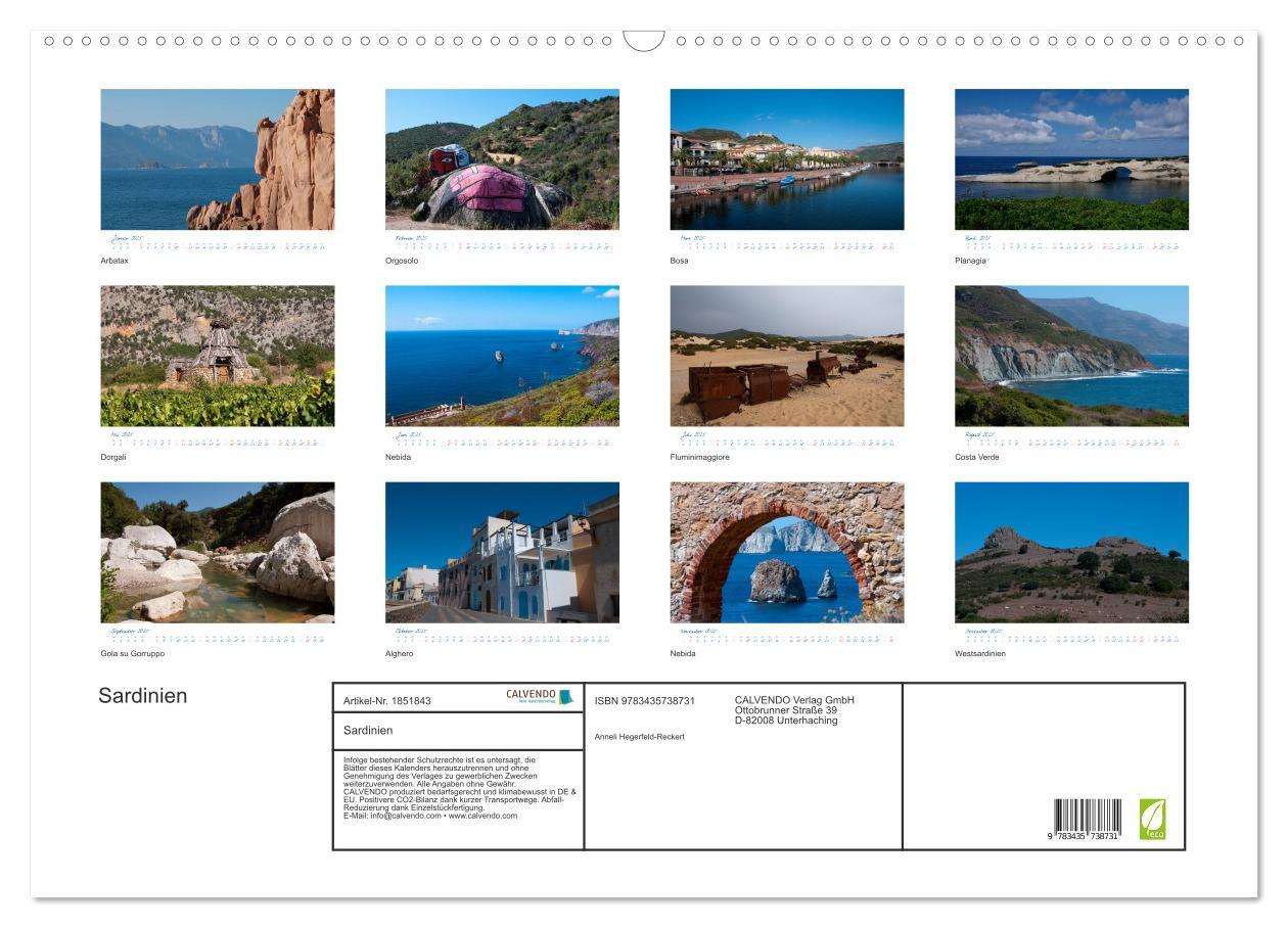 Bild: 9783435738731 | Sardinien (Wandkalender 2025 DIN A2 quer), CALVENDO Monatskalender