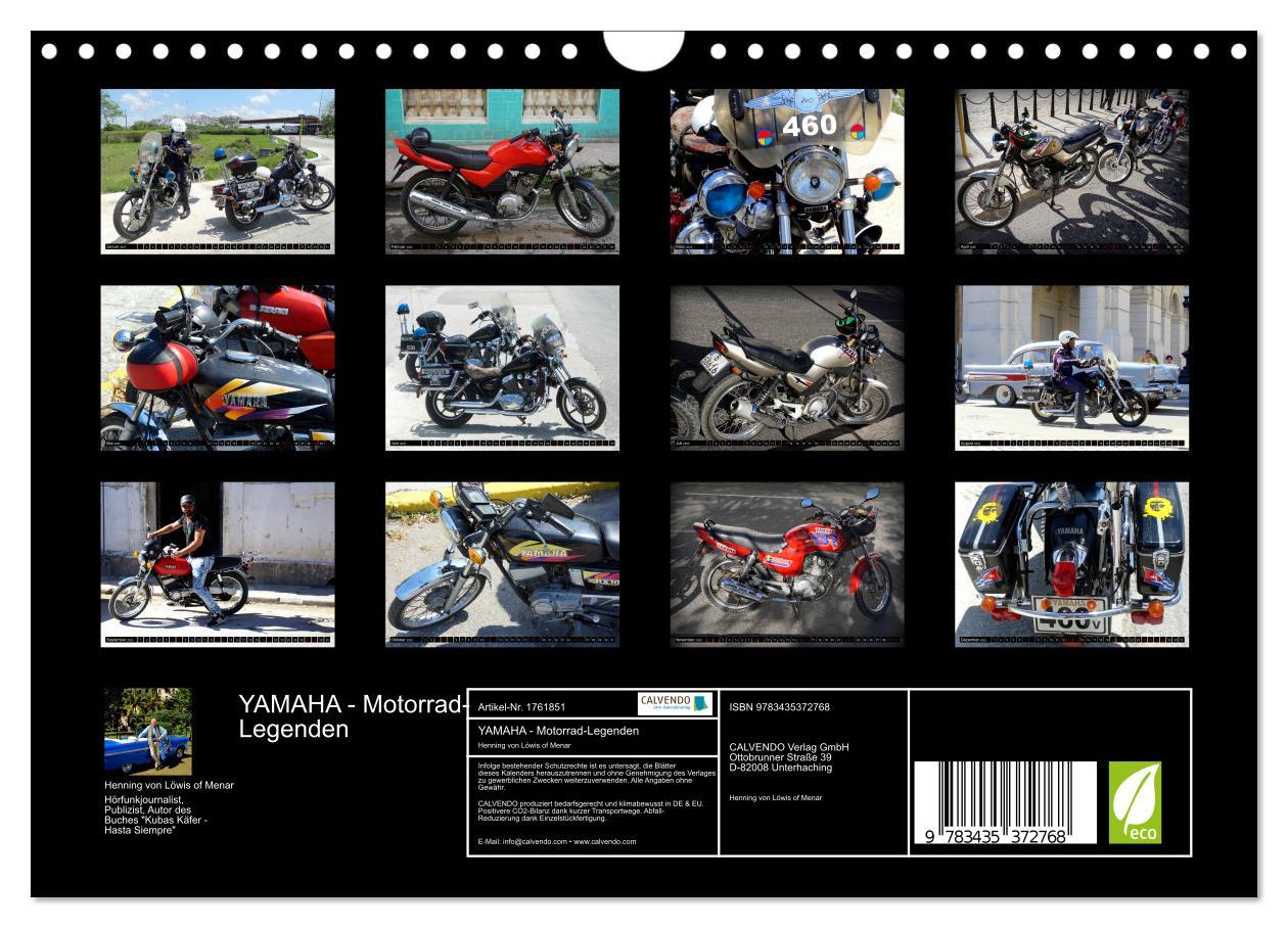 Bild: 9783435372768 | YAMAHA - Motorrad-Legenden (Wandkalender 2025 DIN A4 quer),...