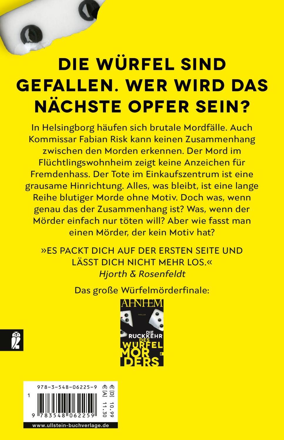 Rückseite: 9783548062259 | Der Würfelmörder | Stefan Ahnhem | Taschenbuch | Ein Fabian-Risk-Krimi