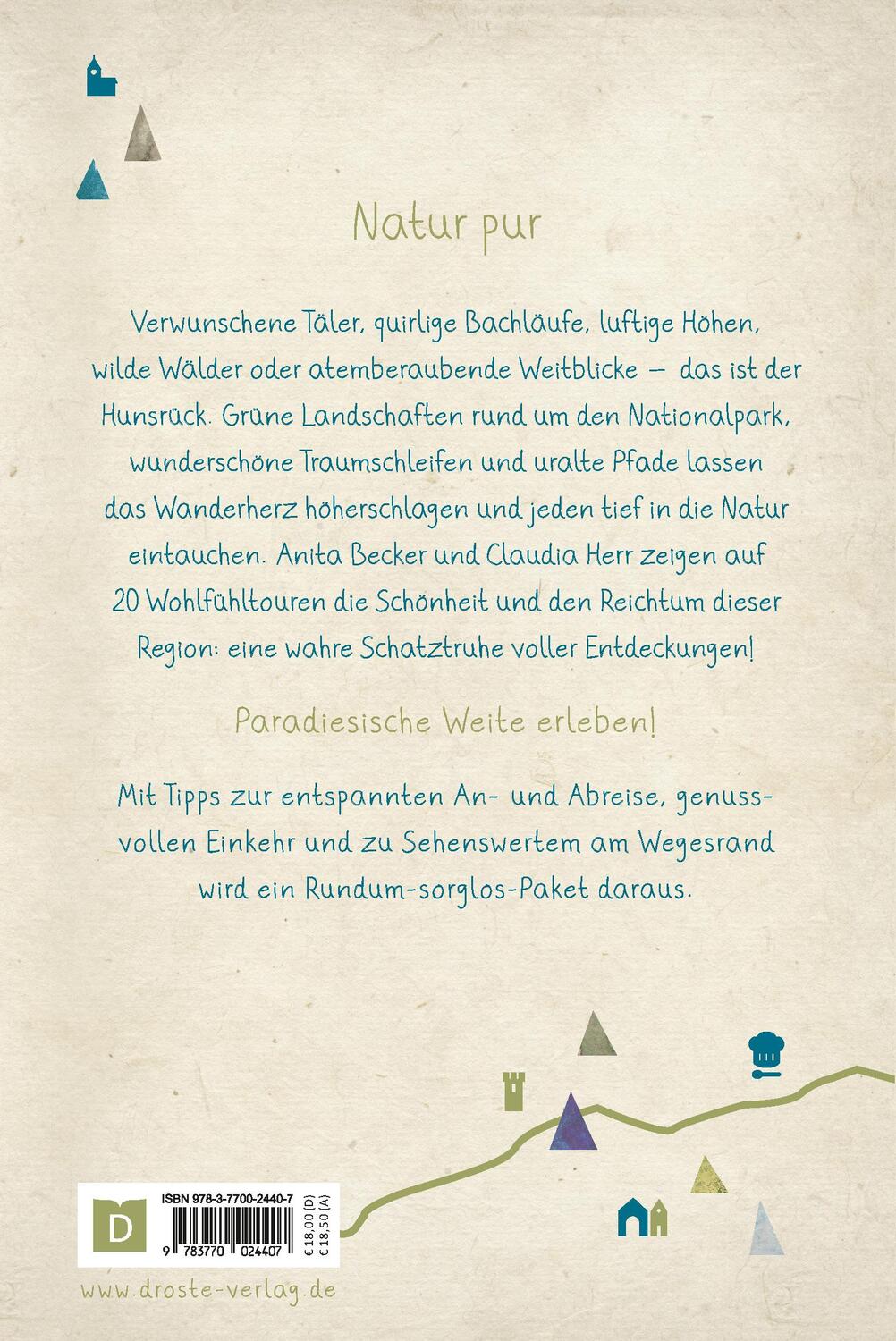 Rückseite: 9783770024407 | Hunsrück. Wandern für die Seele | Wohlfühlwege | Anita Becker (u. a.)