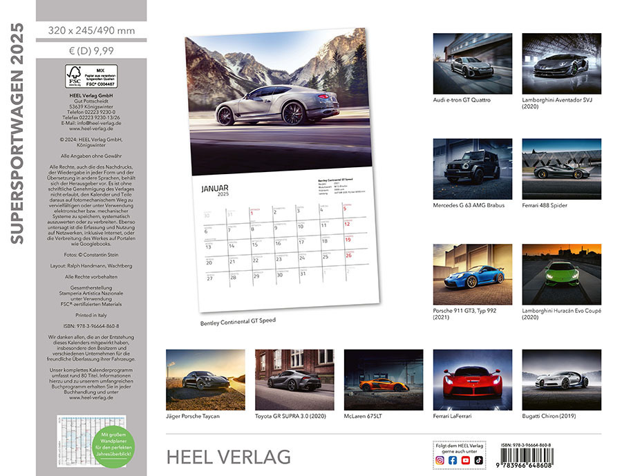 Bild: 9783966648608 | Supersportwagen Kalender 2025 | Constantin Stein | Kalender | 14 S.