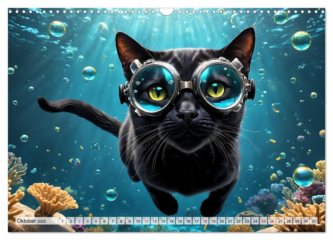 Bild: 9783383842542 | Katzen unter Wasser (Wandkalender 2025 DIN A3 quer), CALVENDO...