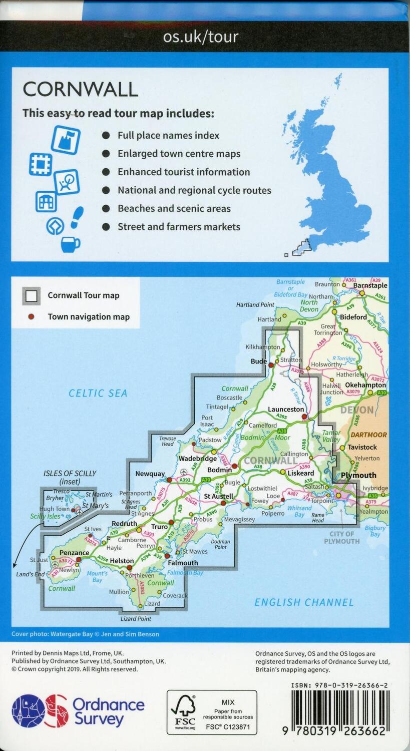 Bild: 9780319263662 | Cornwall | (Land-)Karte | OS Tour Map | Karte/Landkarte | Englisch