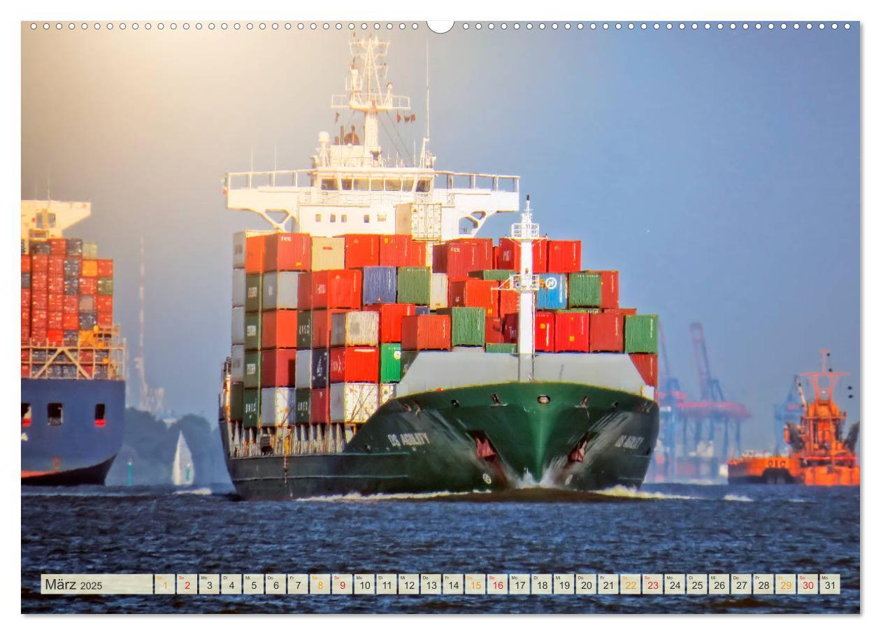 Bild: 9783435382729 | Containerschiffe auf der Elbe (Wandkalender 2025 DIN A2 quer),...