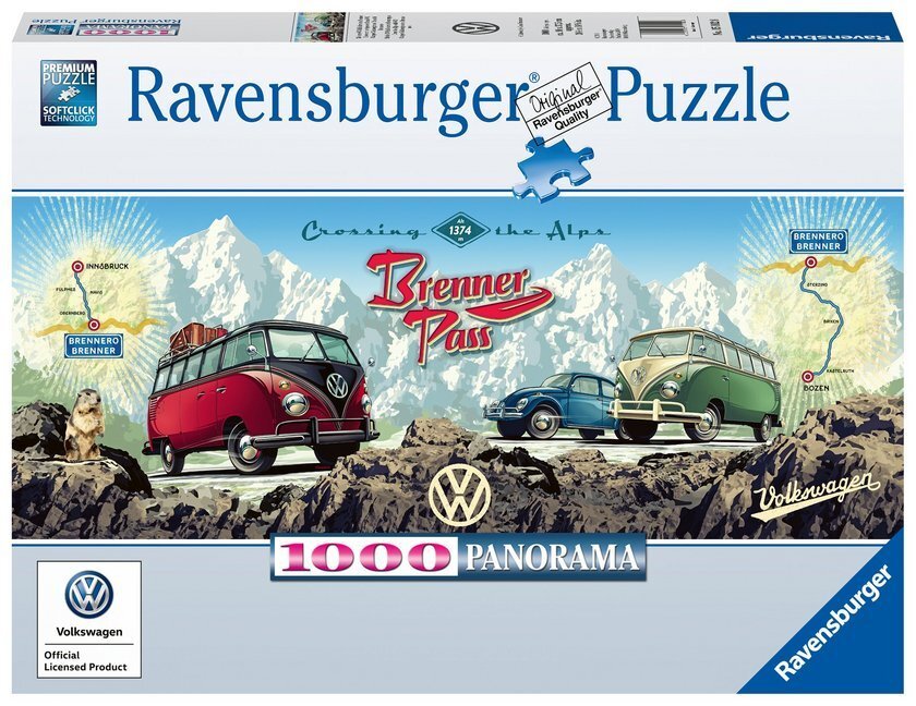 Cover: 4005556151028 | Mit dem VW Bulli über den Brenner | Panorama-Puzzle | Spiel | 15102