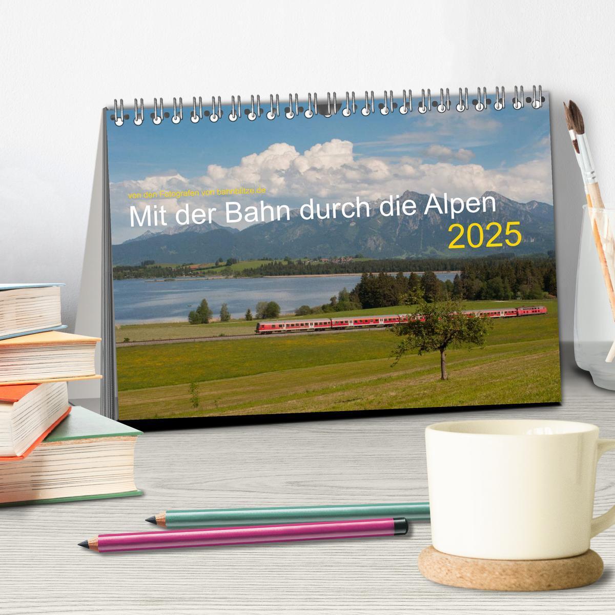 Bild: 9783435584680 | Mit der Bahn durch die Alpen (Tischkalender 2025 DIN A5 quer),...