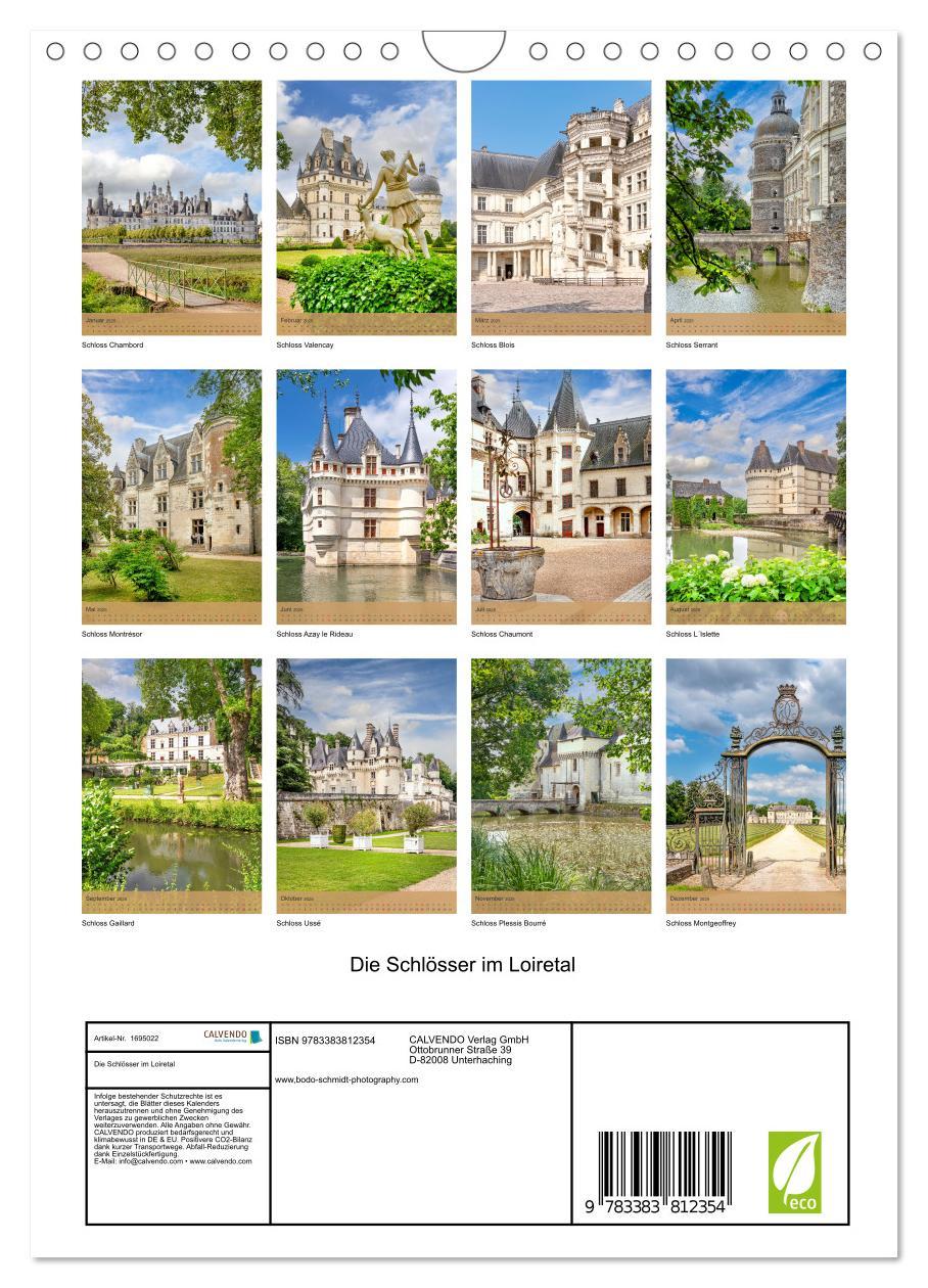 Bild: 9783383812354 | Die Schlösser im Loiretal (Wandkalender 2025 DIN A4 hoch), CALVENDO...