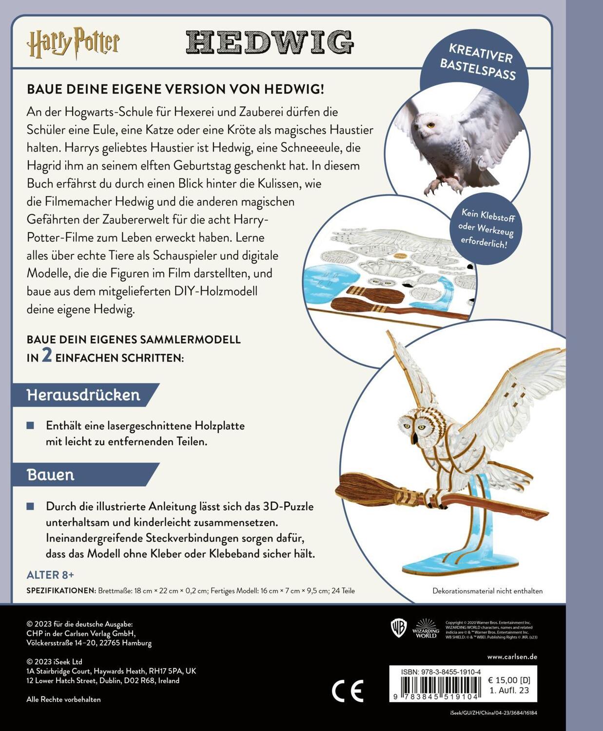 Rückseite: 9783845519104 | Harry Potter - Hedwig - Das offizielle Buch mit 3D-Puzzle Fan-Art